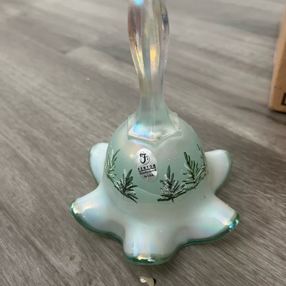 Fenton Glass Bell with Green Fern Design - Picture 4 of 16